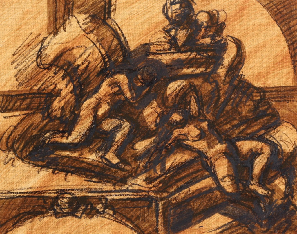 untitled; charcoal and oil on canvas board, 24 x 30 cm, 2019